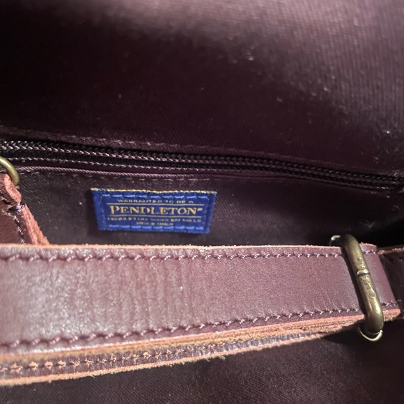 Red and Brown Pendleton Wool Leather Crossbody - Picture 5 of 6